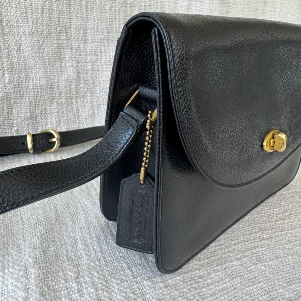 Vintage Coach Spence Bag‎ Black Leather Shoulder Bag Made in Italy - Picture 3 of 10